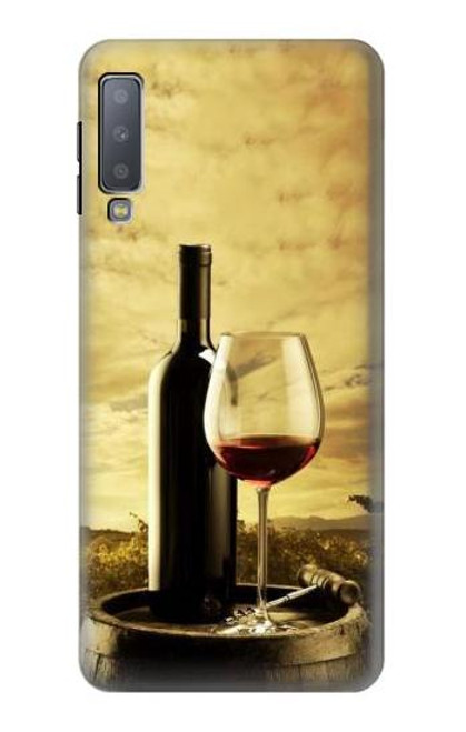 W2042 A Grape Vineyard Grapes Bottle Red Wine Hard Case and Leather Flip Case For Samsung Galaxy A7 (2018)