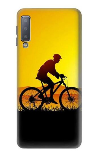 W2385 Bicycle Bike Sunset Hard Case and Leather Flip Case For Samsung Galaxy A7 (2018)