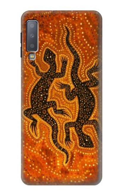 W2901 Lizard Aboriginal Art Hard Case and Leather Flip Case For Samsung Galaxy A7 (2018)