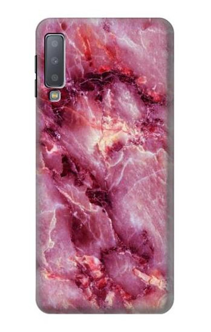 W3052 Pink Marble Graphic Printed Hard Case and Leather Flip Case For Samsung Galaxy A7 (2018)