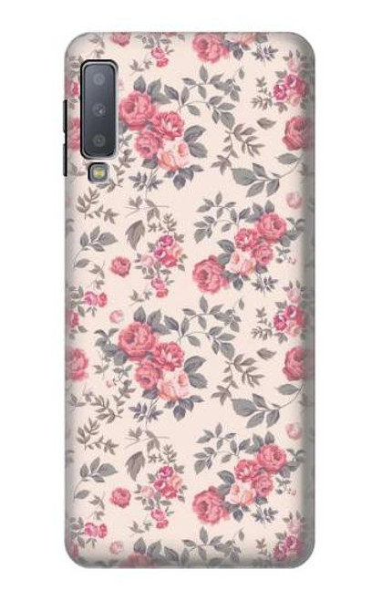 W3095 Vintage Rose Pattern Hard Case and Leather Flip Case For Samsung Galaxy A7 (2018)