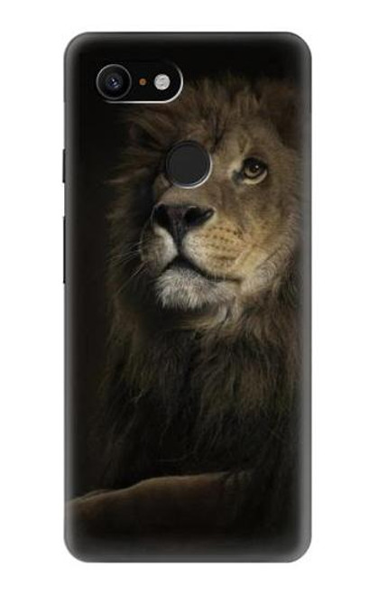 W0472 Lion Hard Case and Leather Flip Case For Google Pixel 3