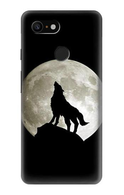 W1981 Wolf Howling at The Moon Hard Case and Leather Flip Case For Google Pixel 3