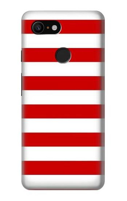 W2364 Red and White Striped Hard Case and Leather Flip Case For Google Pixel 3