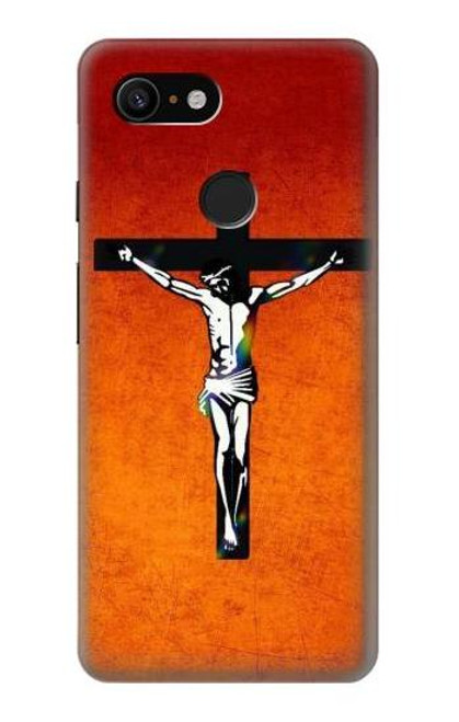 W2421 Jesus Christ On The Cross Hard Case and Leather Flip Case For Google Pixel 3