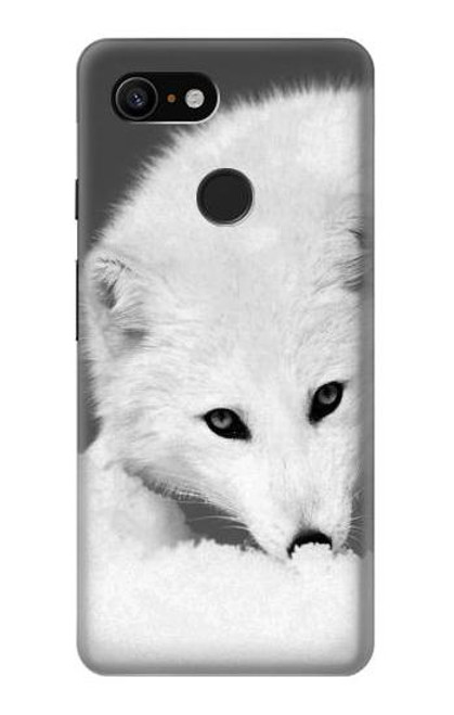 W2569 White Arctic Fox Hard Case and Leather Flip Case For Google Pixel 3