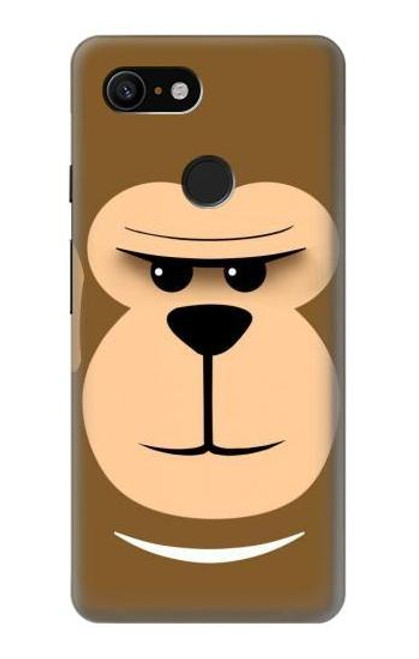 W2721 Cute Grumpy Monkey Cartoon Hard Case and Leather Flip Case For Google Pixel 3