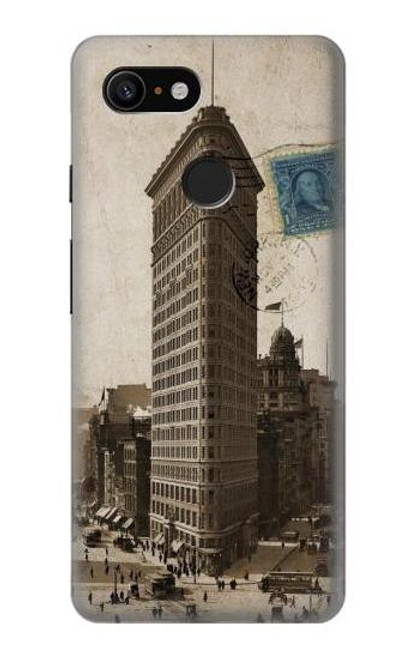 W2832 New York 1903 Flatiron Building Postcard Hard Case and Leather Flip Case For Google Pixel 3