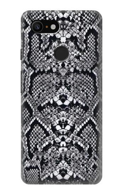 W2855 White Rattle Snake Skin Graphic Printed Hard Case and Leather Flip Case For Google Pixel 3