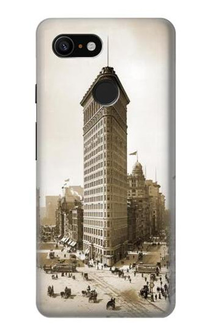 W3046 Old New York Flatiron Building Hard Case and Leather Flip Case For Google Pixel 3