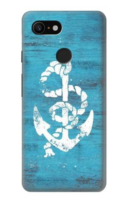 W3053 Marine Anchor Blue Hard Case and Leather Flip Case For Google Pixel 3