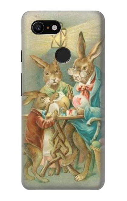 W3164 Easter Rabbit Family Hard Case and Leather Flip Case For Google Pixel 3