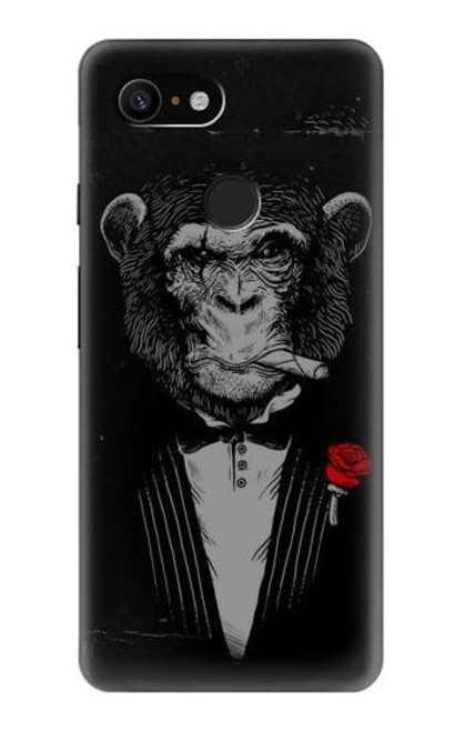 W3167 Funny Monkey God Father Hard Case and Leather Flip Case For Google Pixel 3