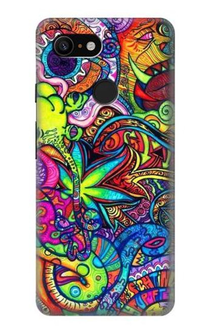 W3255 Colorful Art Pattern Hard Case and Leather Flip Case For Google Pixel 3