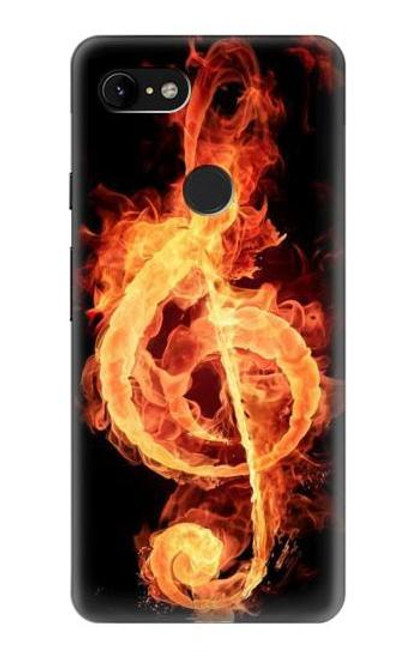 W0493 Music Note Burn Hard Case and Leather Flip Case For Google Pixel 3 XL