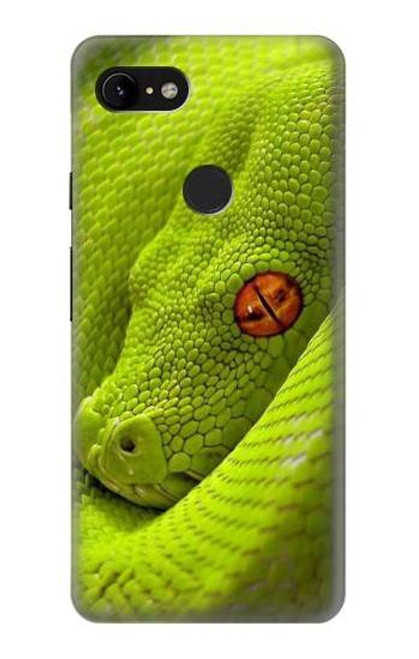 W0785 Green Snake Hard Case and Leather Flip Case For Google Pixel 3 XL