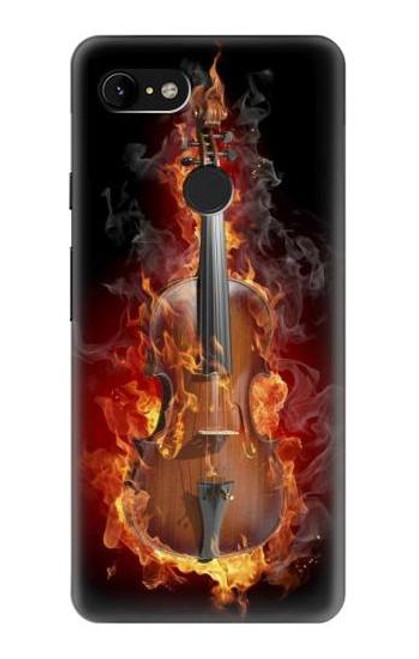 W0864 Fire Violin Hard Case and Leather Flip Case For Google Pixel 3 XL