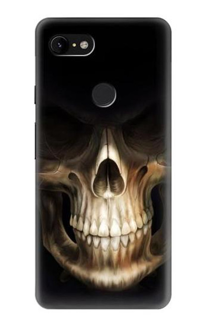 W1107 Skull Face Grim Reaper Hard Case and Leather Flip Case For Google Pixel 3 XL