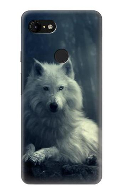 W1516 White Wolf Hard Case and Leather Flip Case For Google Pixel 3 XL