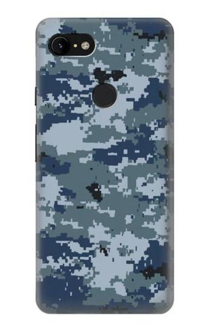 W2346 Navy Camo Camouflage Graphic Hard Case and Leather Flip Case For Google Pixel 3 XL