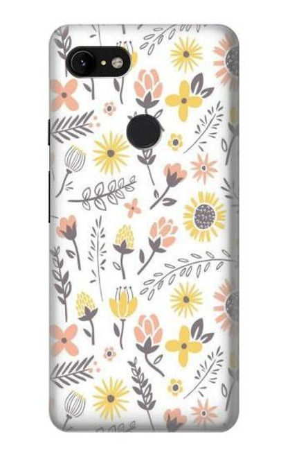 W2354 Pastel Flowers Pattern Hard Case and Leather Flip Case For Google Pixel 3 XL