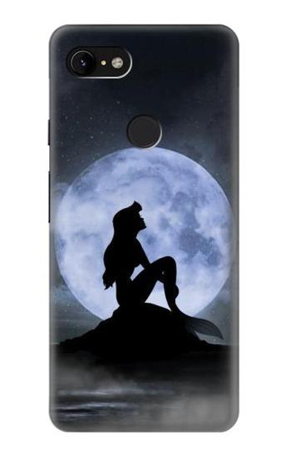 W2668 Mermaid Silhouette Moon Night Hard Case and Leather Flip Case For Google Pixel 3 XL