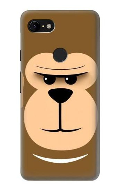 W2721 Cute Grumpy Monkey Cartoon Hard Case and Leather Flip Case For Google Pixel 3 XL