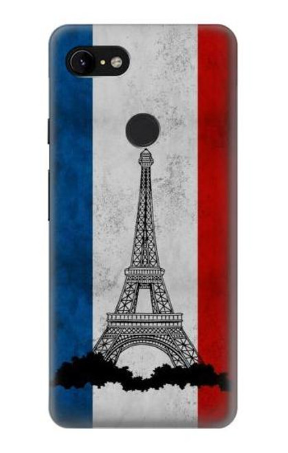 W2859 Vintage France Flag Eiffel Tower Hard Case and Leather Flip Case For Google Pixel 3 XL