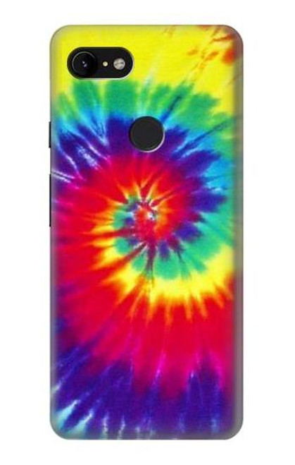 W2884 Tie Dye Swirl Color Hard Case and Leather Flip Case For Google Pixel 3 XL
