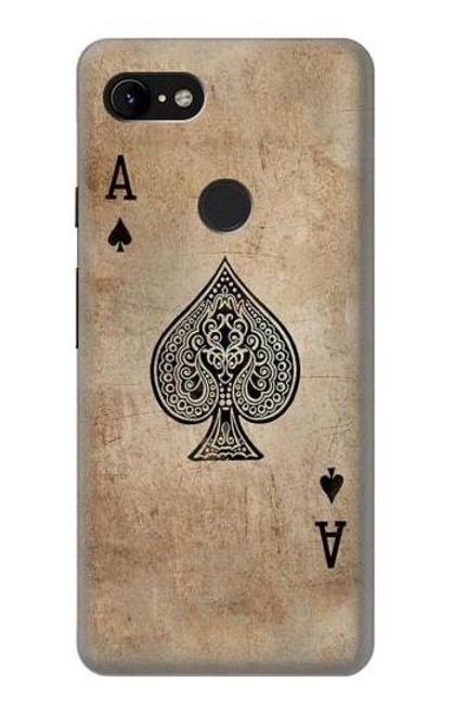 W2928 Vintage Spades Ace Card Hard Case and Leather Flip Case For Google Pixel 3 XL