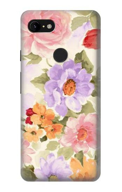 W3035 Sweet Flower Painting Hard Case and Leather Flip Case For Google Pixel 3 XL