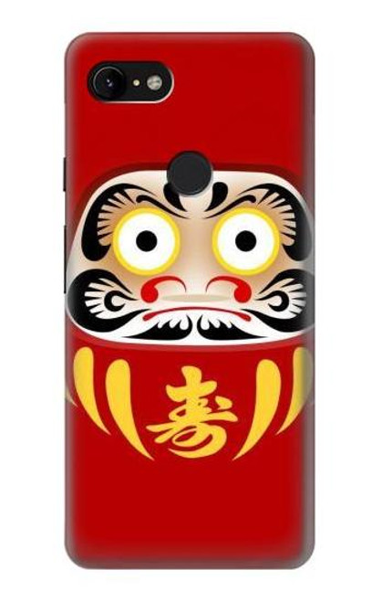 W3045 Japan Good Luck Daruma Doll Hard Case and Leather Flip Case For Google Pixel 3 XL