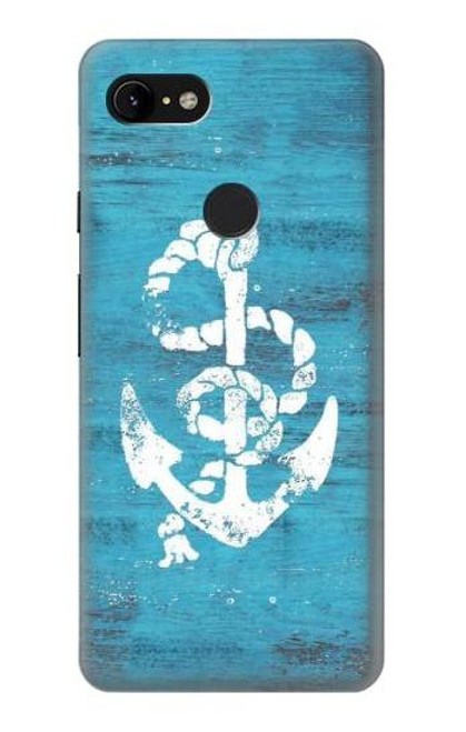 W3053 Marine Anchor Blue Hard Case and Leather Flip Case For Google Pixel 3 XL