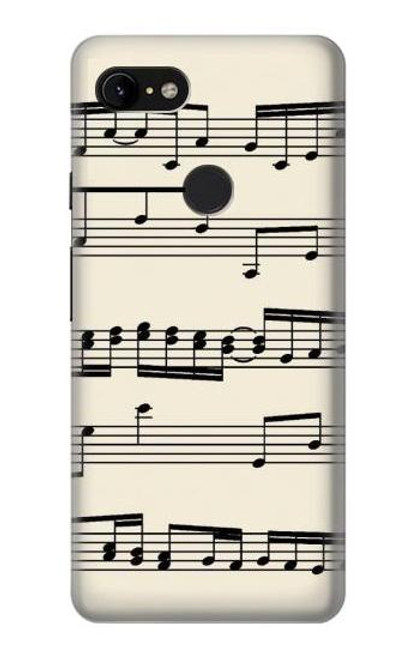 W3082 Music Sheet Hard Case and Leather Flip Case For Google Pixel 3 XL