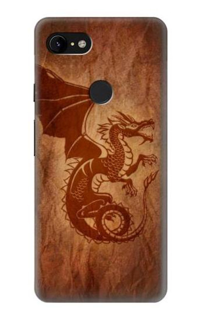 W3086 Red Dragon Tattoo Hard Case and Leather Flip Case For Google Pixel 3 XL