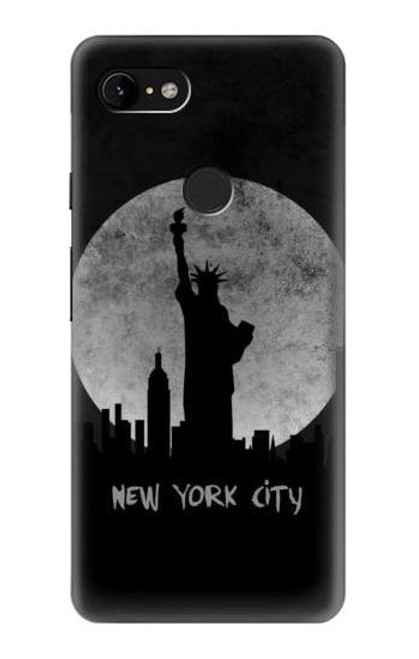 W3097 New York City Hard Case and Leather Flip Case For Google Pixel 3 XL