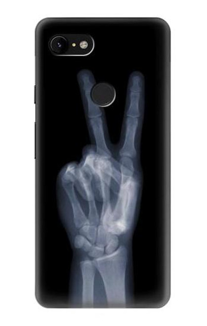 W3101 X-ray Peace Sign Fingers Hard Case and Leather Flip Case For Google Pixel 3 XL