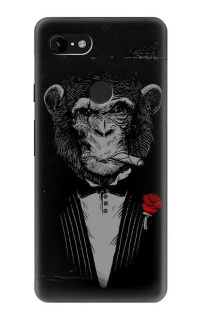 W3167 Funny Monkey God Father Hard Case and Leather Flip Case For Google Pixel 3 XL