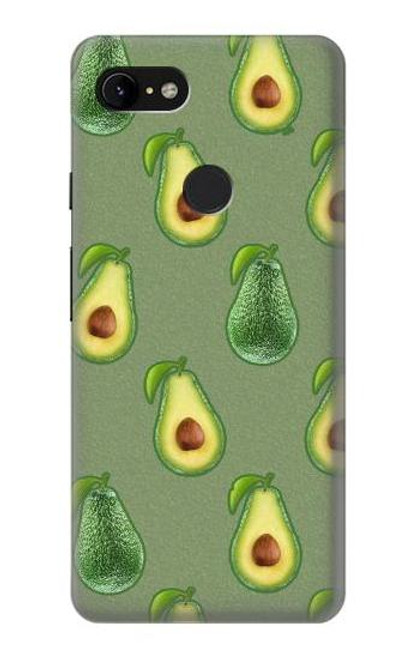 W3285 Avocado Fruit Pattern Hard Case and Leather Flip Case For Google Pixel 3 XL