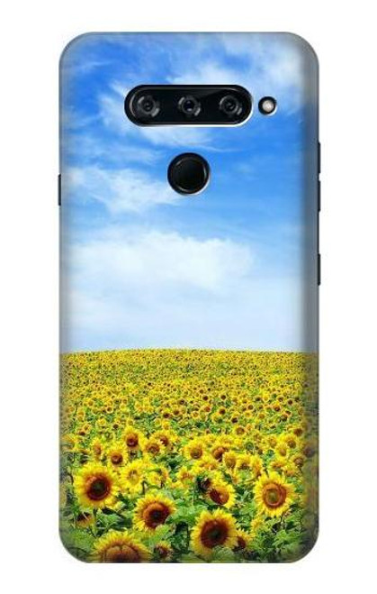 W0232 Sunflower Hard Case and Leather Flip Case For LG V40, LG V40 ThinQ