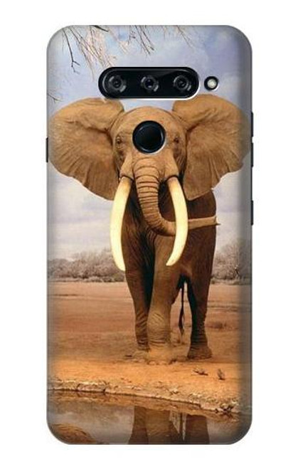 W0310 African Elephant Hard Case and Leather Flip Case For LG V40, LG V40 ThinQ