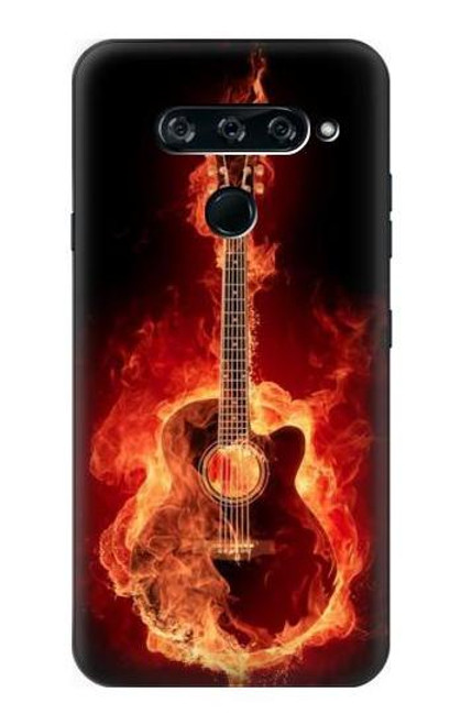 W0415 Fire Guitar Burn Hard Case and Leather Flip Case For LG V40, LG V40 ThinQ