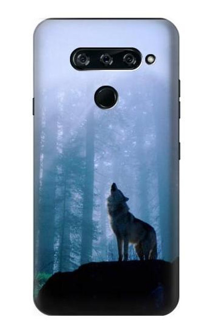 W0935 Wolf Howling in Forest Hard Case and Leather Flip Case For LG V40, LG V40 ThinQ