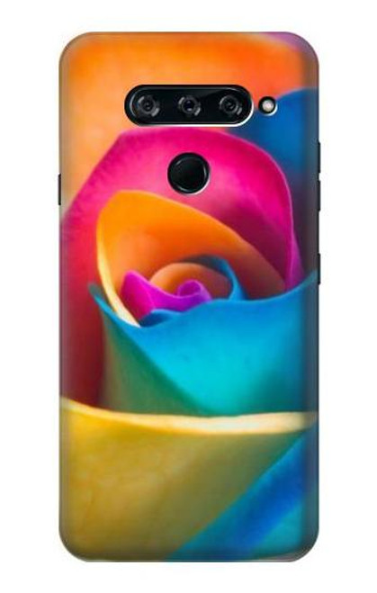 W1671 Rainbow Colorful Rose Hard Case and Leather Flip Case For LG V40, LG V40 ThinQ