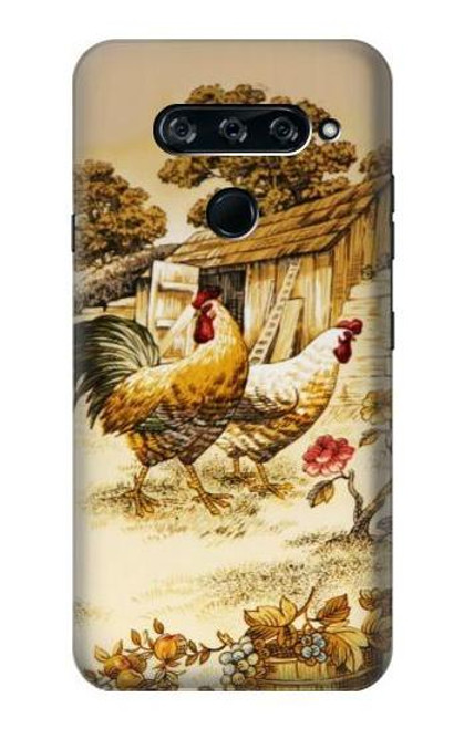 W2181 French Country Chicken Hard Case and Leather Flip Case For LG V40, LG V40 ThinQ