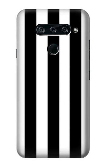 W2297 Black and White Vertical Stripes Hard Case and Leather Flip Case For LG V40, LG V40 ThinQ