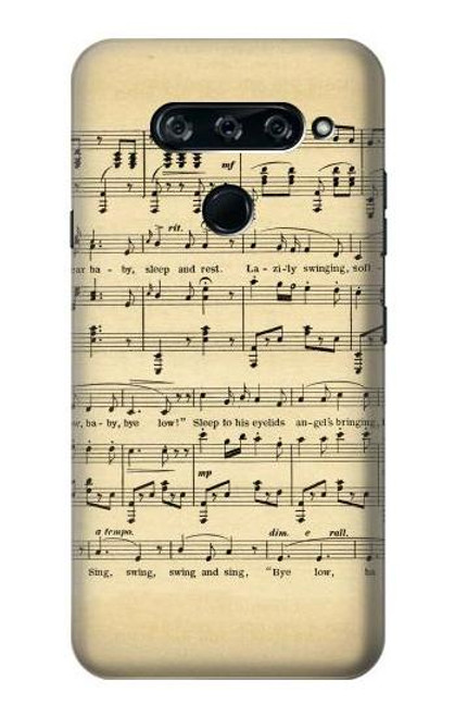 W2504 Vintage Music Sheet Hard Case and Leather Flip Case For LG V40, LG V40 ThinQ