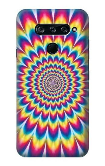 W3162 Colorful Psychedelic Hard Case and Leather Flip Case For LG V40, LG V40 ThinQ