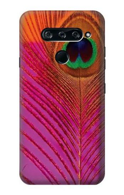 W3201 Pink Peacock Feather Hard Case and Leather Flip Case For LG V40, LG V40 ThinQ