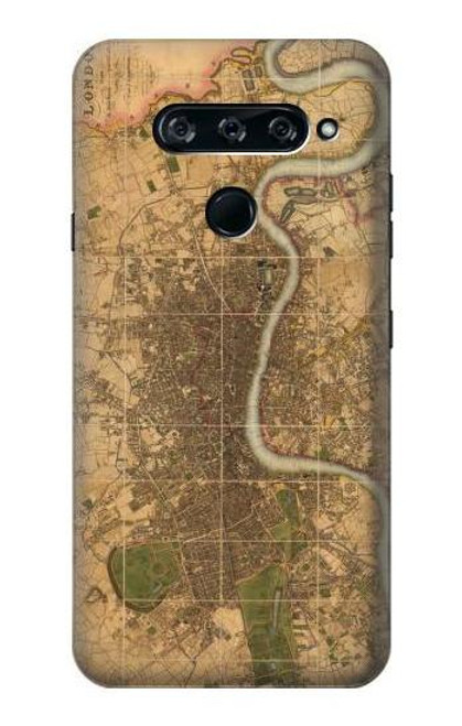 W3230 Vintage Map of London Hard Case and Leather Flip Case For LG V40, LG V40 ThinQ